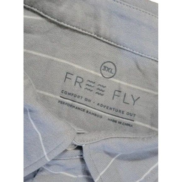 Free Fly Mens Polo Size XXXL Short Sleeve Striped Gray - Picture 3 of 3
